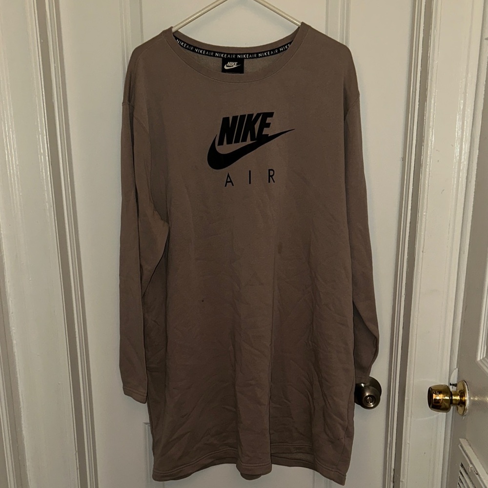 Nike Air Long Sleeve Shirt Dress in Brown